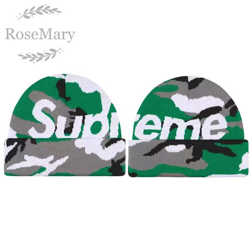 P70 W001# Supreme 25FW Camo Big Logo Beanie