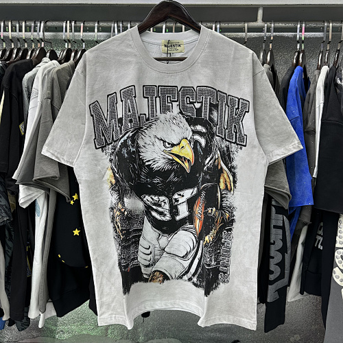 MA015P65 MAJESTIK Eagle Football Graphic Crop Tee